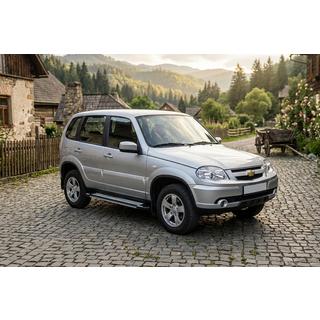 Боковые Подножки Rainbow (2 шт., Алюминий) Chevrolet Niva 1998-2020 гг. фото 1