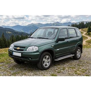 Боковые Подножки Maydos V2 (2 шт., Алюминий и Нержавейка) Chevrolet Niva 1998-2020 гг. фото 1
