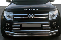 Mitsubishi Pajero Wagon IV 2006-2021 гг. Передняя Защита ST015-9 (Нержавейка) фото 1