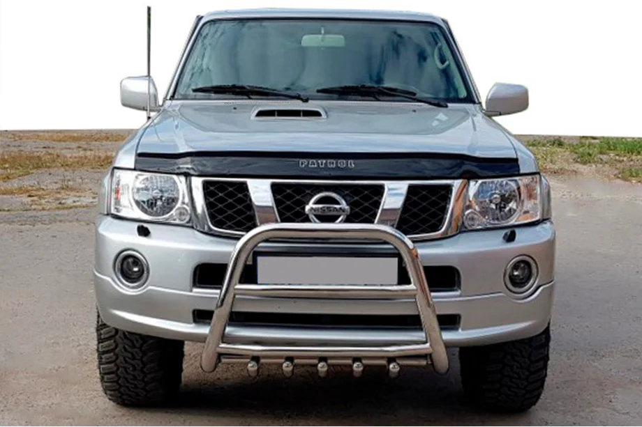 Nissan Patrol Y61 1997-2011 гг. Кенгурятник QT007 (нержавейка) Image