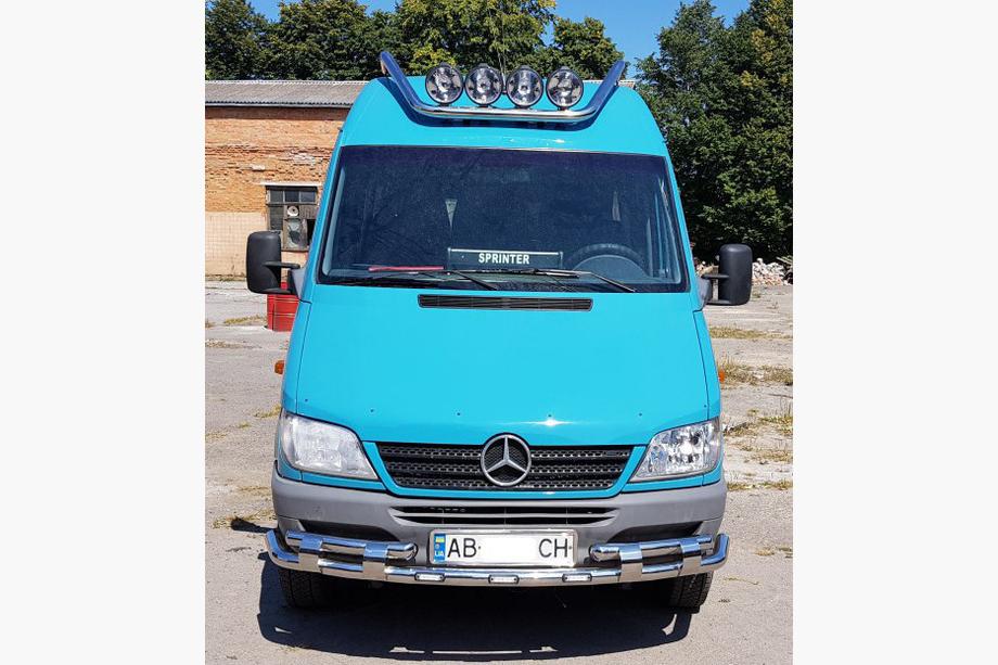 Mercedes Sprinter W901/902/903/904/905 1995–2006 гг. Передняя защита ST015-2 (нерж. сталь) Фото 2