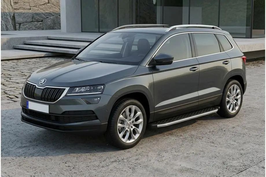 Skoda Karoq 2018- гг. Боковые Подножки BlackLine (2 шт, Алюминий) Image