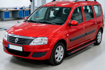 Dacia Logan MCV 2004-2014 гг. Боковые Подножки Maya Red (2 шт., Алюминий) фото 3