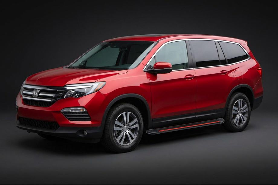Honda Pilot 2015-2022 гг. Боковые Подножки Maya Red (2 шт., Алюминий) Image