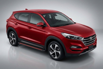 Hyundai Tucson TL 2016-2021 гг. Боковые Подножки Maya Red-Black (2 шт., Алюминий) фото 1