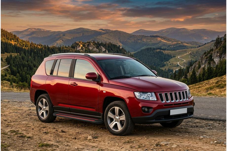 Jeep Compass 2006-2016 гг. Боковые Подножки Maya Red (2 шт., Алюминий) Image