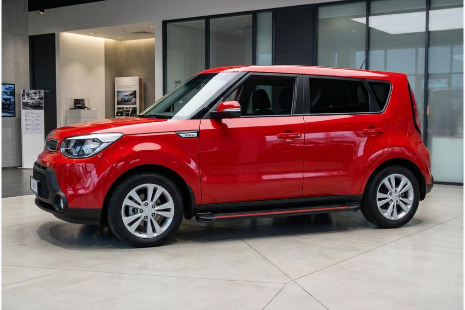 Kia Soul II 2013-2018 гг. Боковые Подножки Maya Red (2 шт., Алюминий) Image