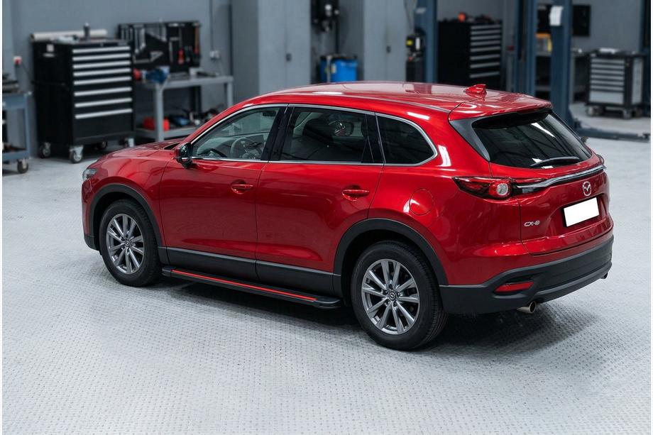 Mazda CX-9 2017- гг. Боковые Подножки Maya Red (2 шт., Алюминий) Image
