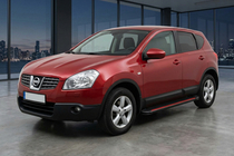 Nissan Qashqai 2007-2010 гг. Боковые Подножки Maya Red-Black (2 шт., Алюминий) фото 1