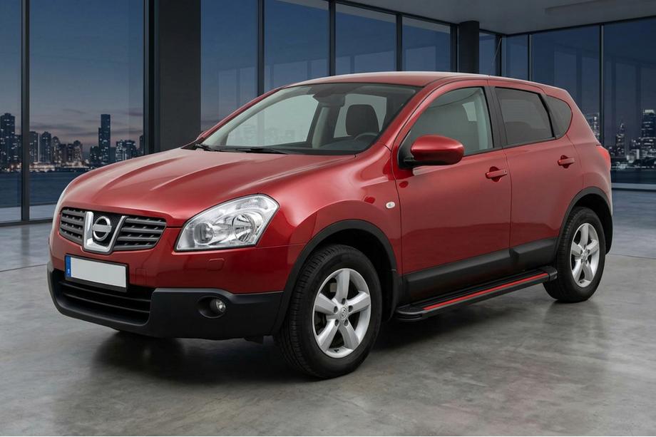 Nissan Qashqai 2007-2010 гг. Боковые Подножки Maya Red-Black (2 шт., Алюминий) Image