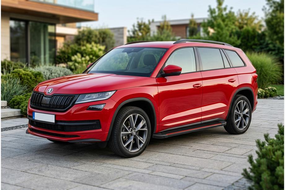 Skoda Kodiaq 2016-2023 гг. Боковые Подножки Maya Red (2 шт., Алюминий) Image
