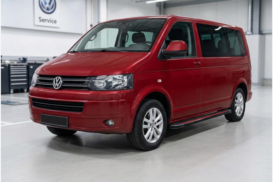 Volkswagen T5 2010-2015 гг. Боковые Подножки Maya Red (2 шт., Алюминий) Длинная База Image