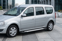 Lada Largus 2012- гг. Боковые Подножки Тип X5 (2 шт., Алюминий) фото 1