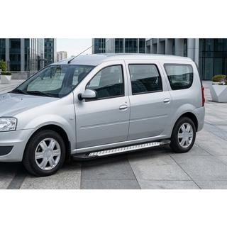 Боковые Подножки Тип X5 (2 шт., Алюминий) Lada Largus 2012- гг. фото 1