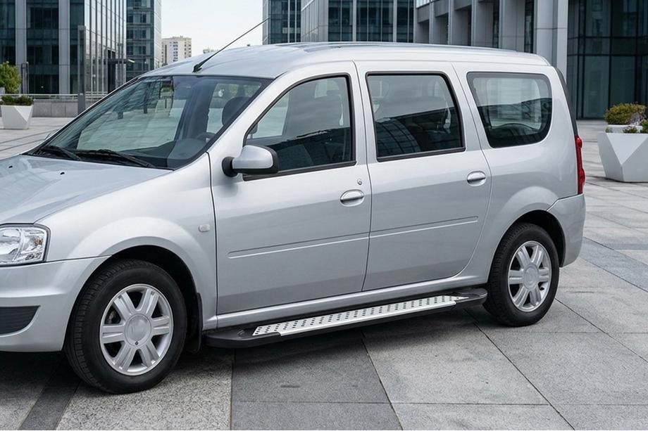 Lada Largus 2012- гг. Боковые Подножки Тип X5 (2 шт., Алюминий) Image
