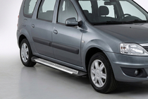 Lada Largus 2012- гг. Боковые Подножки Line (2 шт., Алюминий) фото 1