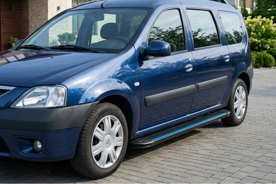 Dacia Logan MCV 2004-2014 гг. Боковые Подножки Maya Blue (2 шт., Алюминий) Фото 1