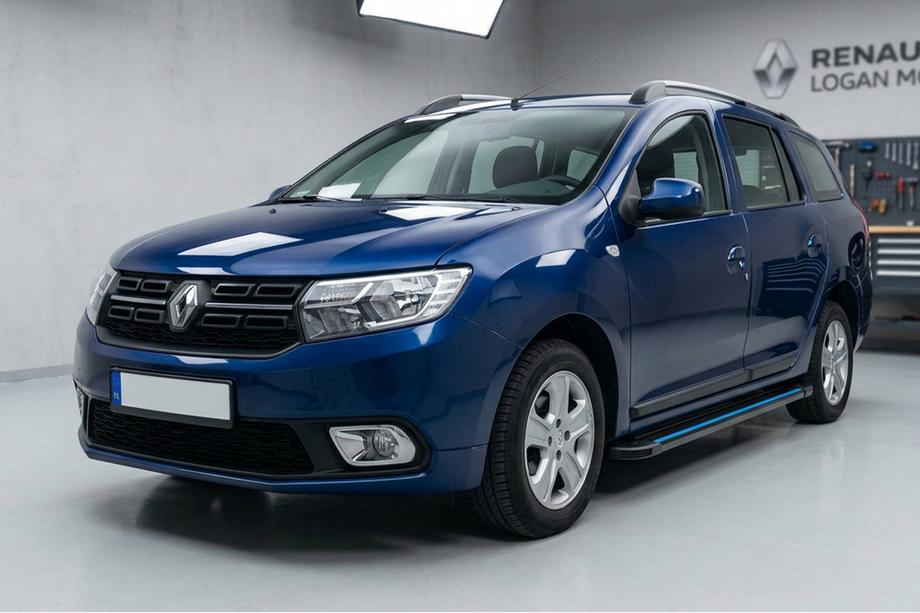 Dacia Logan MCV 2013-2020 гг. Боковые Подножки Maya Blue (2 шт., Алюминий) Image