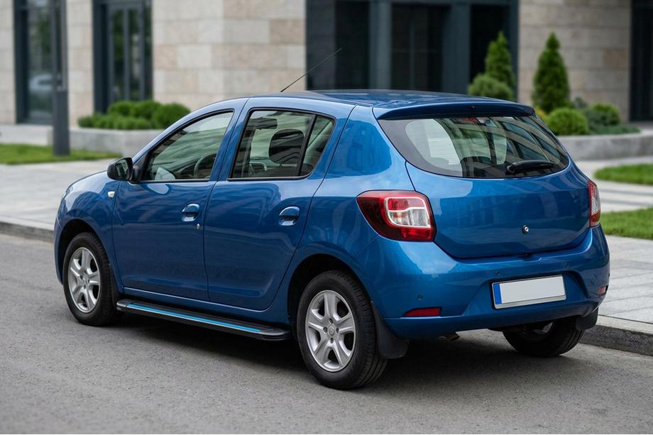 Dacia Sandero 2013-2020 гг. Боковые Подножки Maya Blue (2 шт., Алюминий) Фото 1