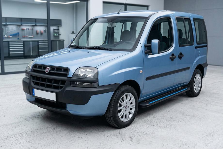 Fiat Doblo I 2005-2010 гг. Боковые Подножки Maya Blue (2 шт., Алюминий) Image