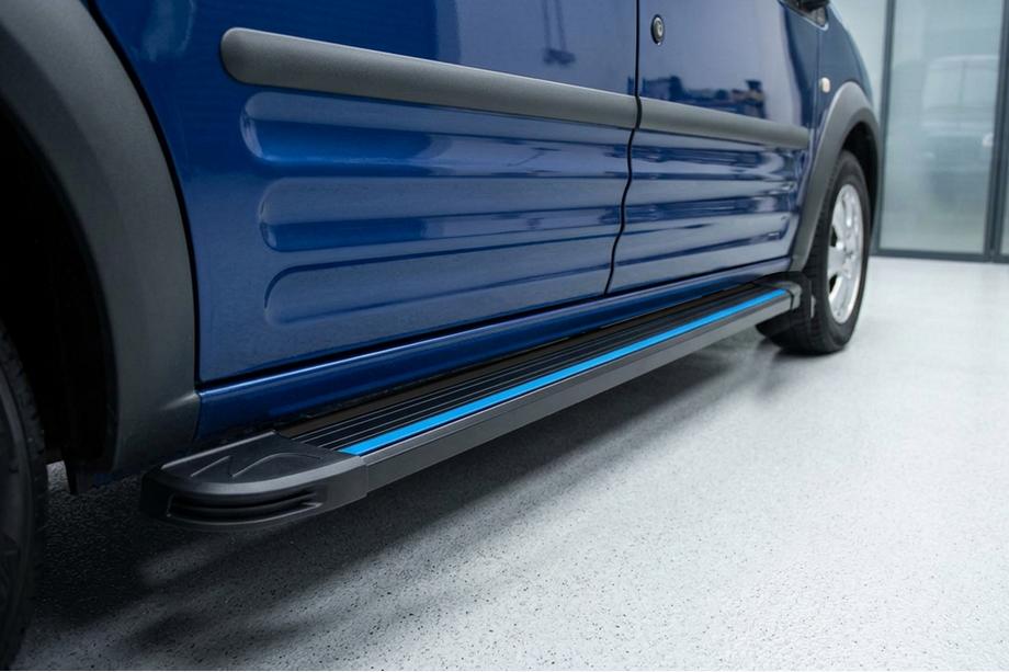 Ford Connect 2010-2013 гг. Боковые Подножки Maya Blue (2 шт., Алюминий) Макси база Image