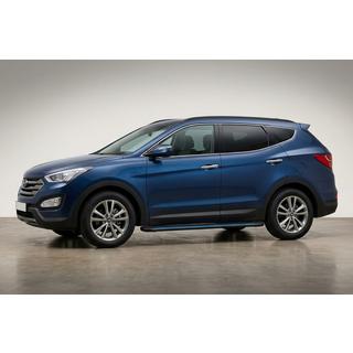 Боковые Подножки Maya Blue (2 шт., Алюминий) Hyundai Santa Fe 3 2012-2018 гг. фото 1
