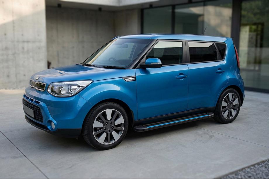 Kia Soul II 2013-2018 гг. Боковые Подножки Maya Blue (2 шт., Алюминий) Фото 1