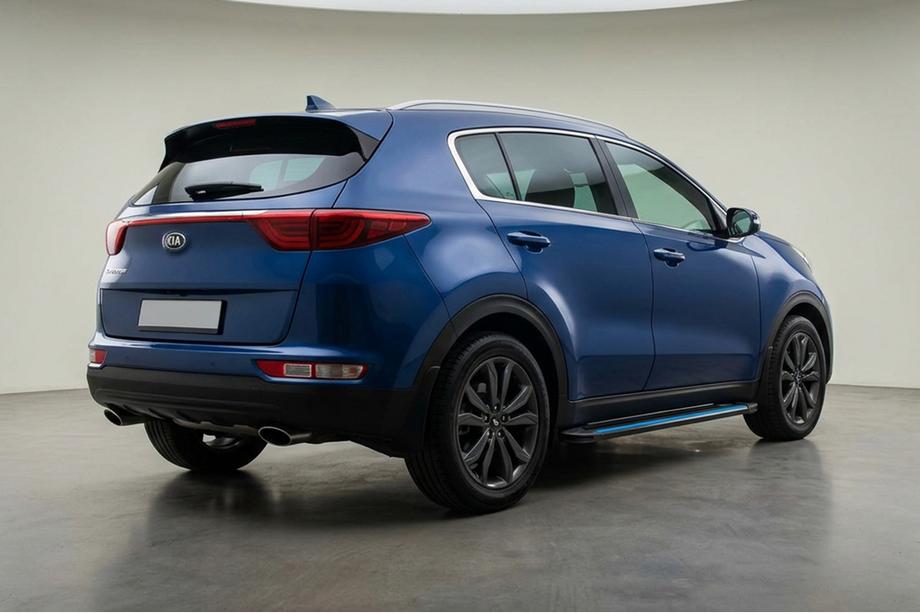 Kia Sportage 2015-2021 гг. Боковые Подножки Maya Blue (2 шт., Алюминий) Image