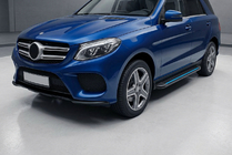 Mercedes GLE/ML class W166 2011-2018 гг. Боковые Подножки Maya Blue (2 шт., Алюминий) фото 1