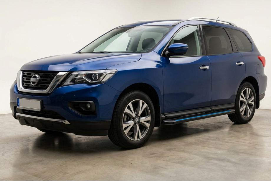 Nissan Pathfinder R52 2012-2021 гг. Боковые Подножки Maya Blue (2 шт., Алюминий) Image