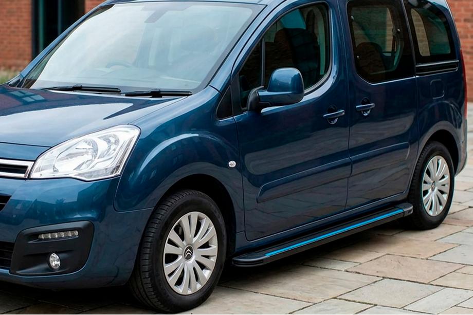 Peugeot Partner Tepee 2008-2018 гг. Боковые Подножки Maya Blue (2 шт., Алюминий) Image