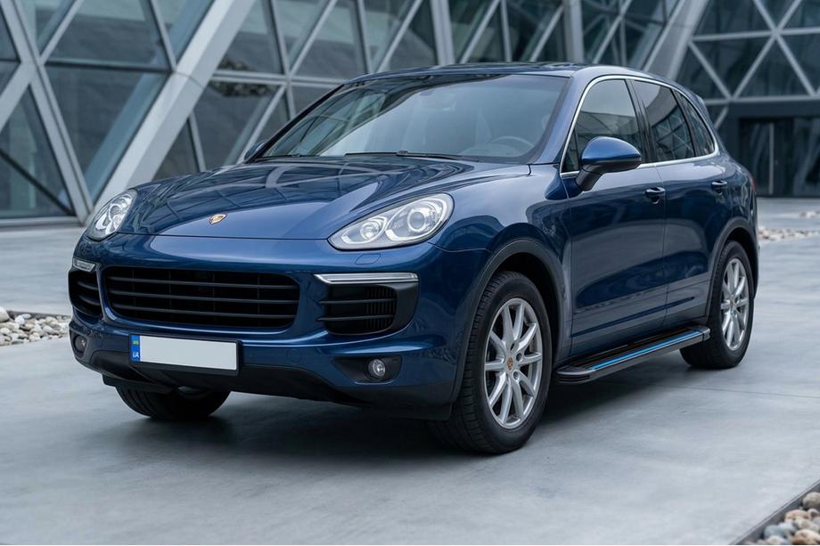 Porsche Cayenne 2010-2017 гг. Боковые Подножки Maya Blue (2 шт., Алюминий) Image