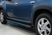 Renault Duster 2008–2017 гг. Боковые Подножки Maya Blue (2 шт., Алюминий) фото 1