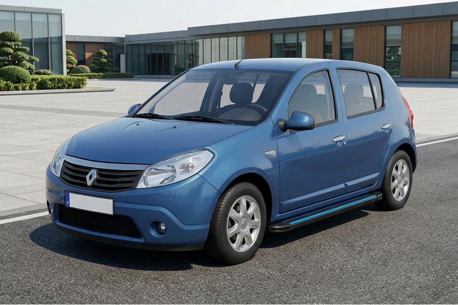 Renault Sandero 2007-2013 гг. Боковые Подножки Maya Blue (2 шт., Алюминий) Image