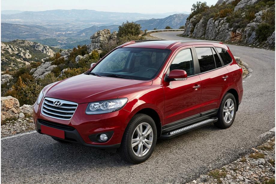 Hyundai Santa Fe 2 2006-2012 гг. Боковые пороги New Vision Black (2 шт., алюминий) Фото 1
