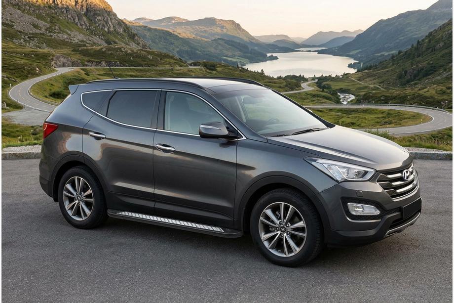 Hyundai Santa Fe 3 2012-2018 гг. Боковые пороги New Vision Black (2 шт., алюминий) Фото 1