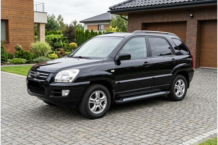 Kia Sportage 2004-2010 гг. Боковые Подножки Vision New Black (2 шт., Алюминий) Image
