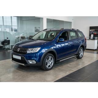Боковые пороги New Vision Black (2 шт., алюминий) Renault Logan MCV 2013-2022 гг. фото 1