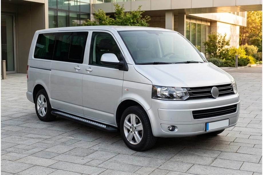 Volkswagen T5 2010-2015 гг. Боковые пороги New Vision Black (2 шт., алюминий) Длинная База Фото 1