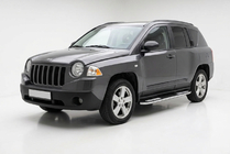Jeep Compass 2006-2016 гг. Боковые Подножки Tayga V2 (2 шт., Алюминий) фото 1