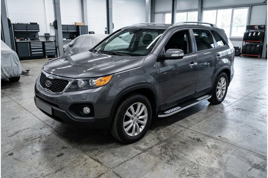 Kia Sorento II XM 2009-2014 гг. Боковые Подножки Tayga V2 (2 шт., Алюминий) 2013-2016 Image