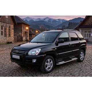 Боковые Подножки Tayga V2 (2 шт., Алюминий) Kia Sportage 2004-2010 гг. фото 1