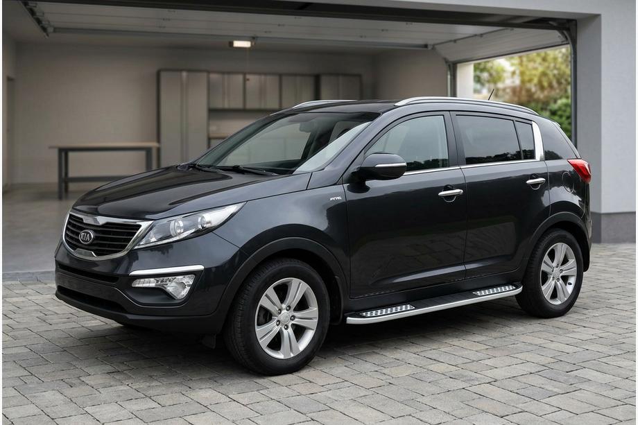 Kia Sportage 2010-2015 гг. Боковые Подножки Tayga V2 (2 шт., Алюминий) Фото 1