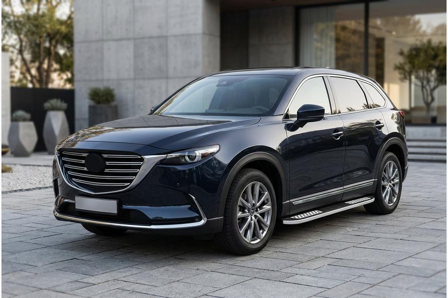Mazda CX-9 2017- гг. Боковые Подножки Tayga V2 (2 шт., Алюминий) Image
