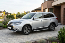 Mitsubishi Outlander 2012-2021 гг. Боковые Подножки Tayga V2 (2 шт., Алюминий) фото 1