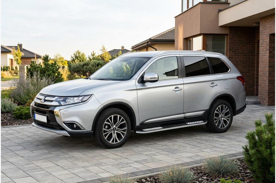 Mitsubishi Outlander 2012-2021 гг. Боковые Подножки Tayga V2 (2 шт., Алюминий) Image