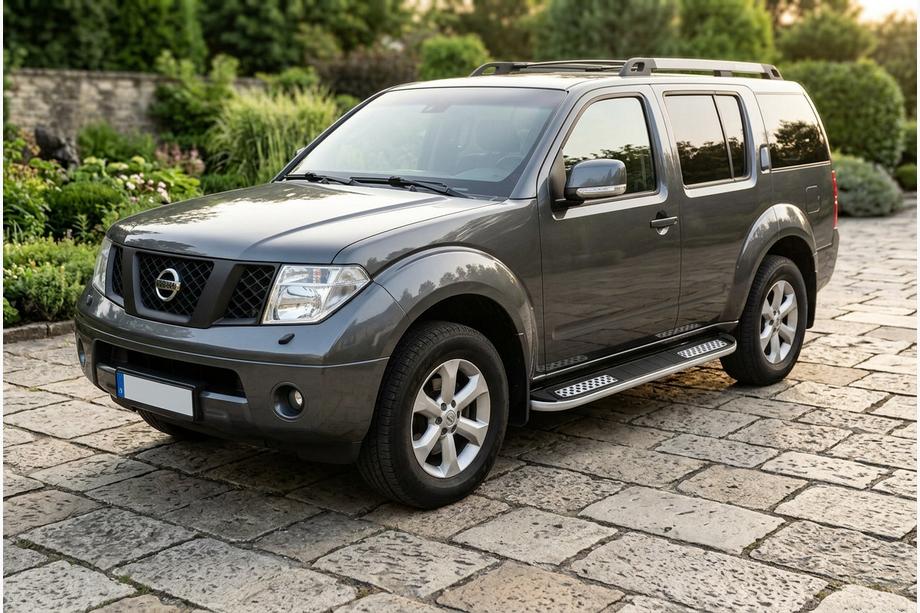 Nissan Pathfinder R51 2005-2014 гг. Боковые Подножки Tayga V2 (2 шт., Алюминий) Image