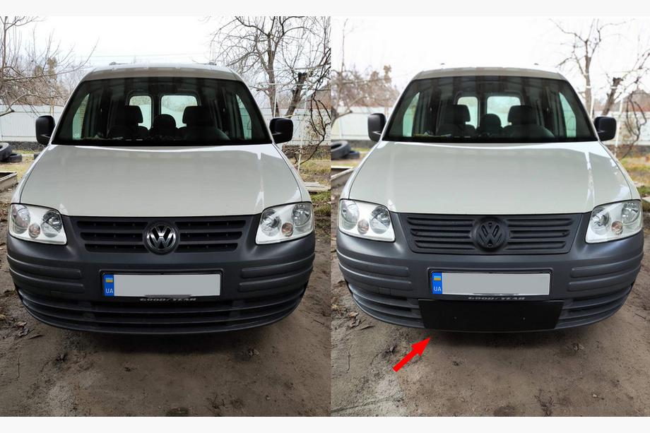 Volkswagen Caddy 2004-2010 гг. Зимняя накладка на решетку (нижняя) Image