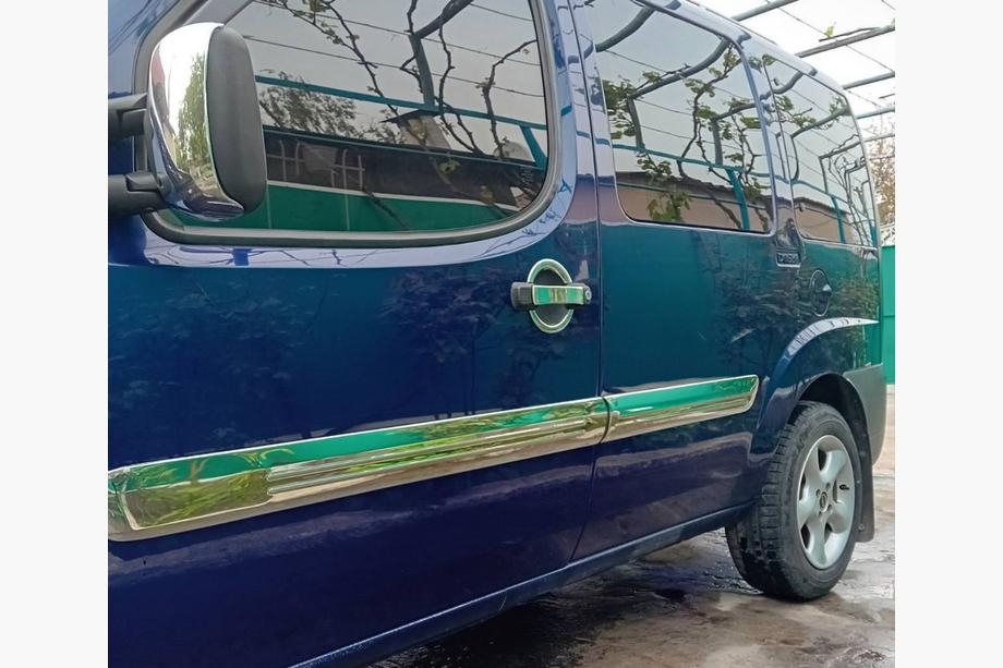 Fiat Doblo I 2005-2010 гг. Молдинги на двери Широкая модель (4 шт, нержавейка) Carmos - Турецкая Нержавеющая Сталь Image