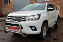 Toyota Hilux 2015- гг. Защита переднего бампера WT007 (нержавейка) фото 5